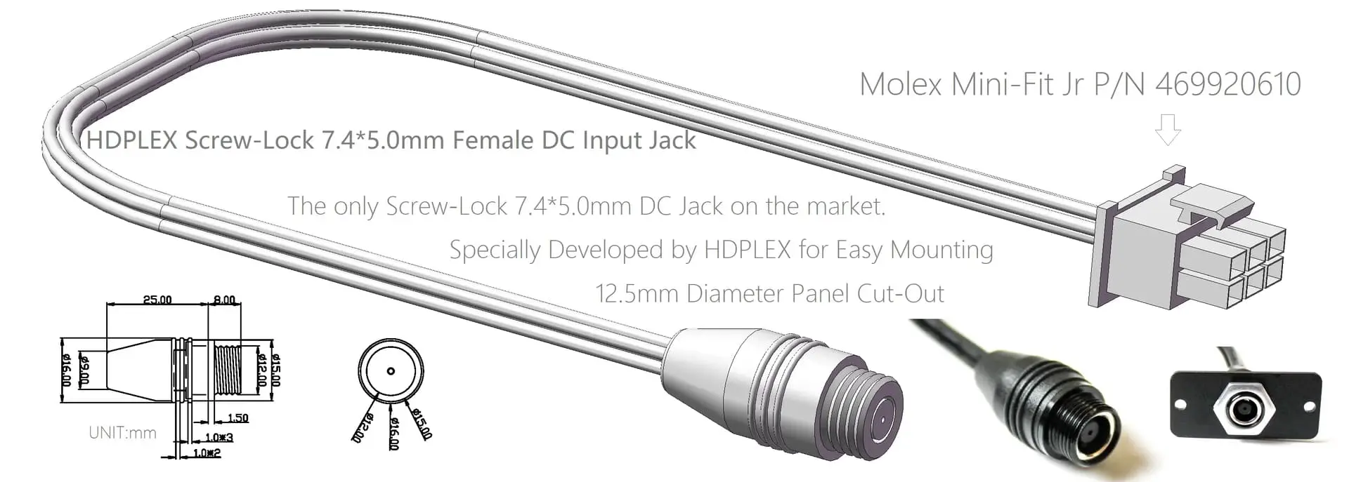 Power кабель для hdplex dc-atx 400w